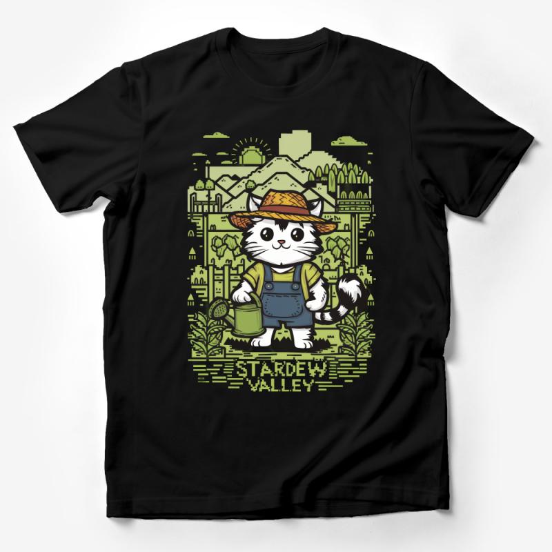 Cute Farm Cat T-Shirt, Stardew Valley Inspired, Casual Gamer Graphic Tee, Unisex Cotton Shirt Male T-Shirt