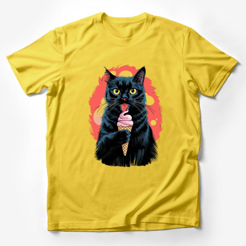 Funny Cat Ice Cream Cone T-Shirt, Graphic Tee for Cat Lovers, Unique Feline Art Shirt, Casual Kitten Top Male T-Shirt