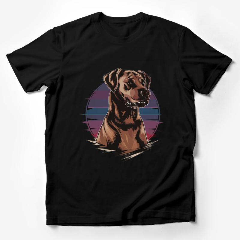 Retro Dog T-Shirt, Labrador Retriever Graphic Tee, Vintage Style Pet Lover Shirt, Unisex Animal Print Top, Casual Canine Design Apparel Male T-Shirt