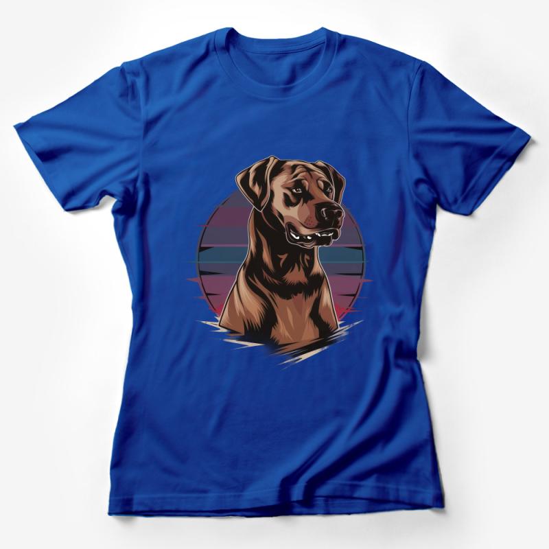 Retro Dog T-Shirt, Labrador Retriever Graphic Tee, Vintage Style Pet Lover Shirt, Unisex Animal Print Top, Casual Canine Design Apparel Female T-Shirt