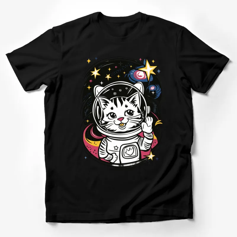 Astronaut Cat T-Shirt, Cosmic Kitty in Space Suit, Cute Animal Tee for All Ages Male T-Shirt