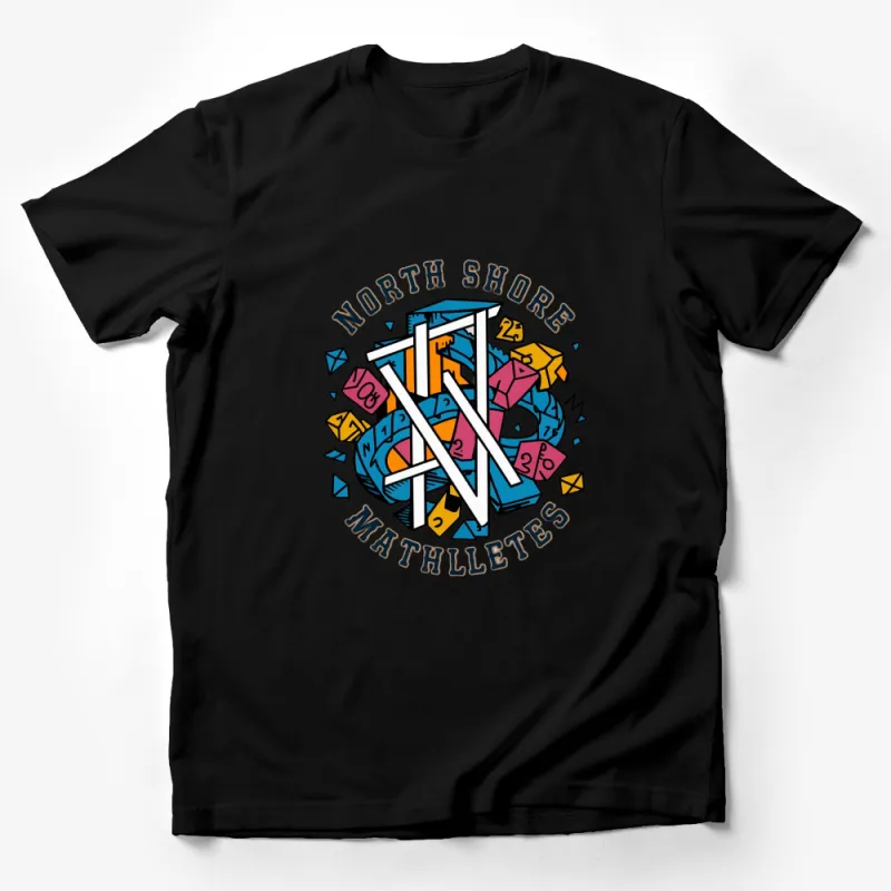 North Shore Mathletes Graphic T-Shirt, Colorful Geometric Design, Math Lover Tee Male T-Shirt