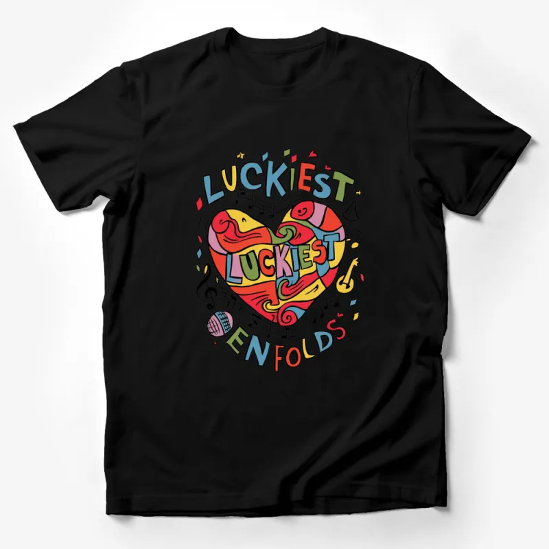 Colorful Ben Folds Music Heart T-Shirt, Luckiest Lyrics Graphic Tee, Gift for Music Lovers Male T-Shirt