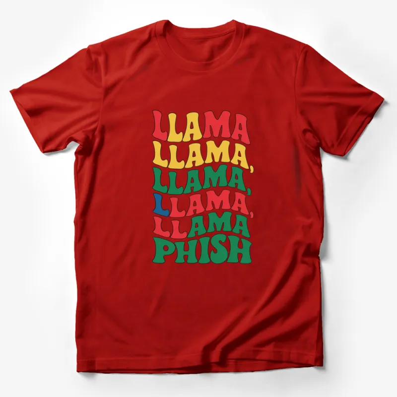 Colorful Llama Llama Phish T-Shirt, Retro Styled Graphic Tee, Unisex Casual Top Male T-Shirt