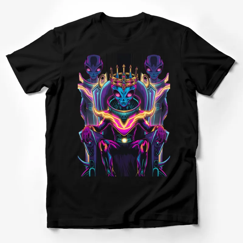 Alien Queen Graphic T-Shirt, Neon Colors, Sci-Fi Art, Cyberpunk Style, Unisex Tee Male T-Shirt