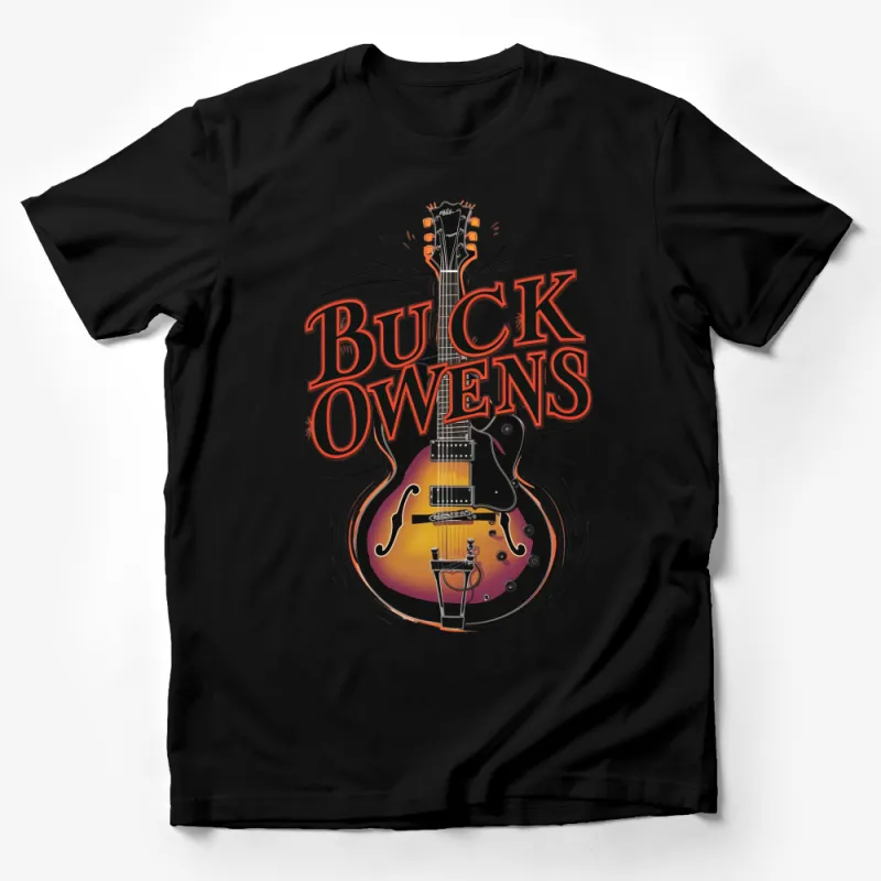 Buck Owens Guitar Design T-Shirt, Vintage Country Music Tee, Unique Musician Gift Graphic Male T-Shirt