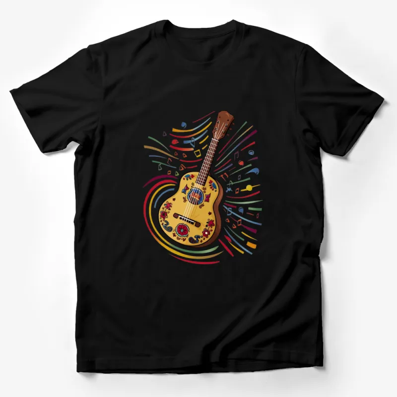 Colorful Acoustic Guitar Music T-Shirt, Unisex Graphic Tee, Gift for Musicians Male T-Shirt