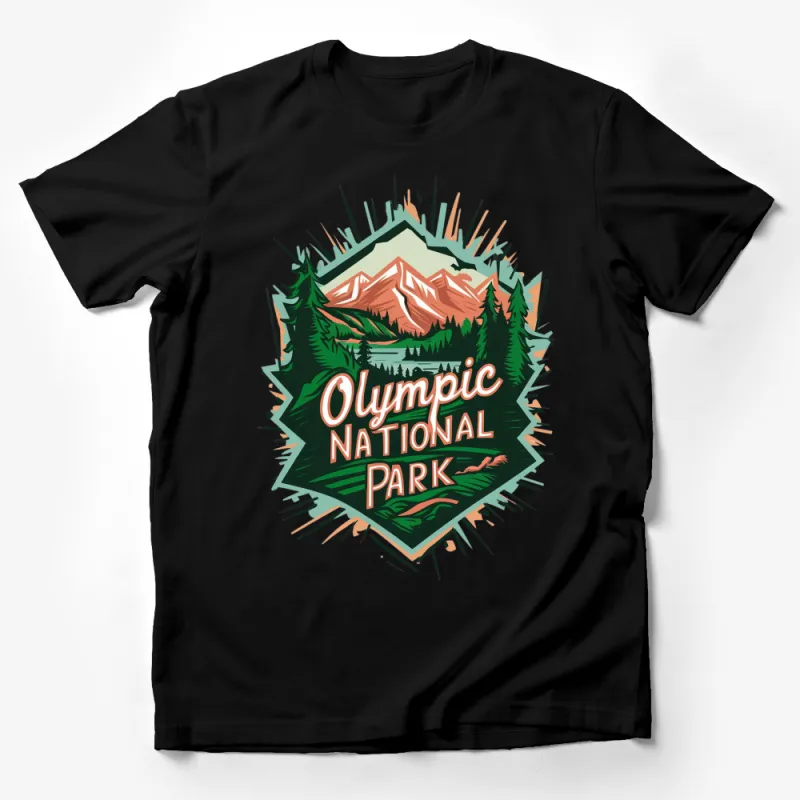 Olympic National Park Graphic Tee, Vintage Nature Scene, Outdoor Adventure T-Shirt, Unisex Male T-Shirt