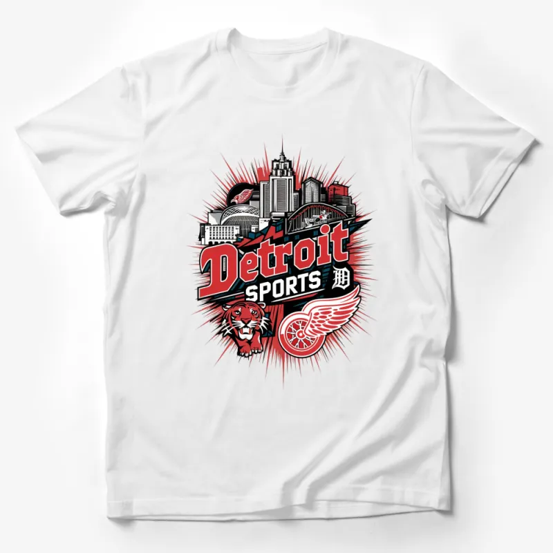 Detroit Sports Team Logo T-Shirt, Vibrant City Skyline and Iconic Teams Graphic Tee, Unisex Male T-Shirt