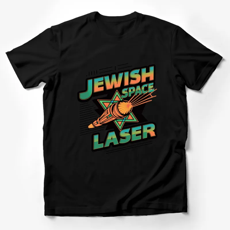 Jewish Space Laser Graphic T-Shirt, Bold Retro Futuristic Design Unisex Tee Male T-Shirt