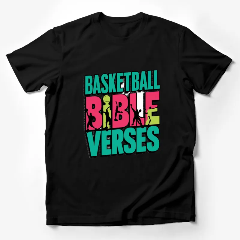 Basketball Bible Verses T-Shirt, Colorful Sport Scripture Tee, Inspirational Athletic Wear, Unisex Male T-Shirt