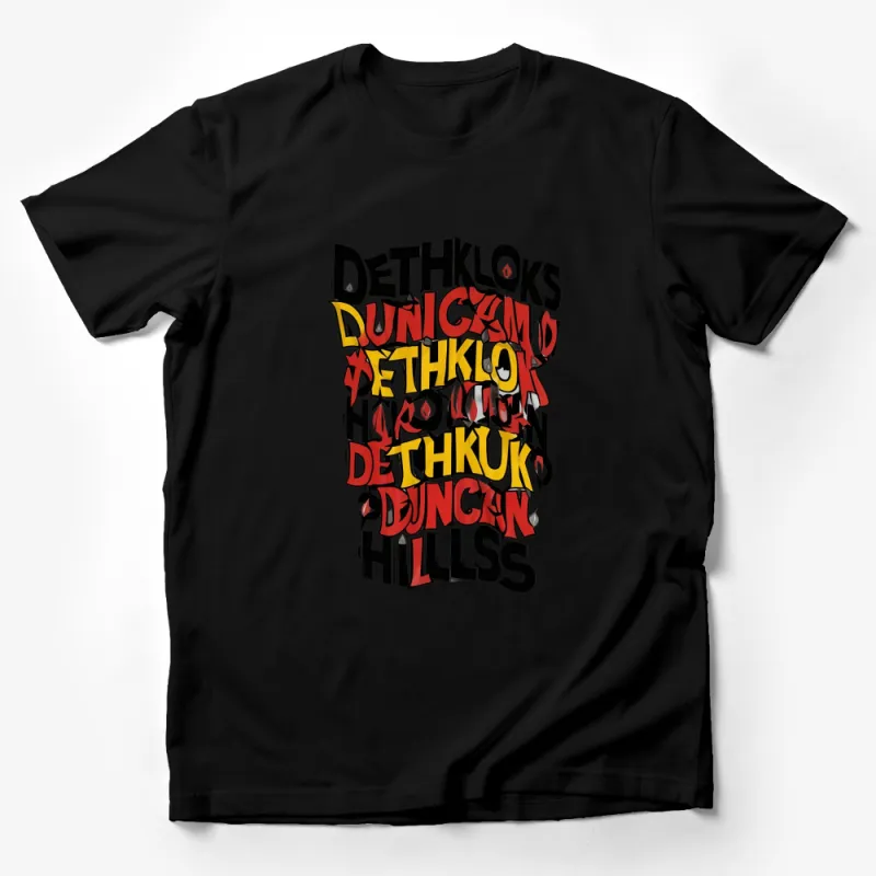 Abstract Graffiti Art T-Shirt, Colorful Bold Streetwear, Urban Hip-Hop Style, Dethkloks Duncan Hills Top Male T-Shirt