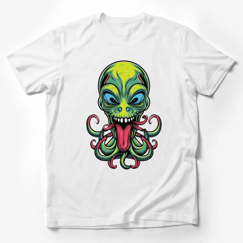 Alien Octopus Graphic T-Shirt, Colorful Monster Artwork Tee, Unique Sci-Fi Design, Unisex Apparel Male T-Shirt