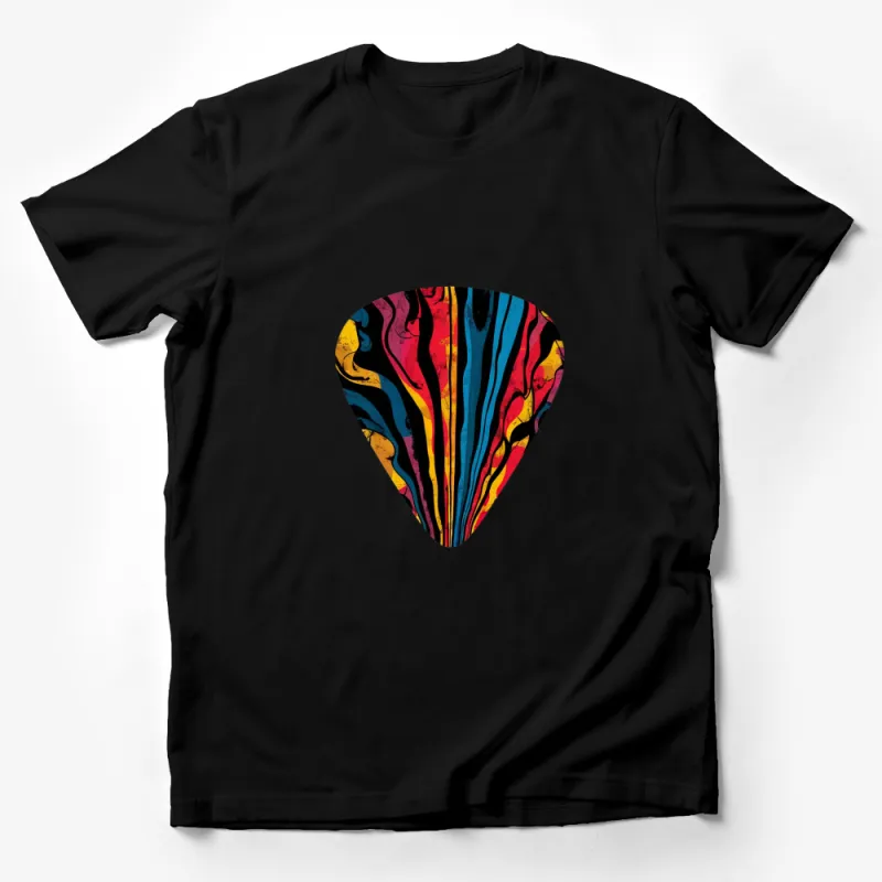 Colorful Abstract Art Guitar Pick T-Shirt, Unique Musical Graphic Tee, Unisex Fashion Male T-Shirt