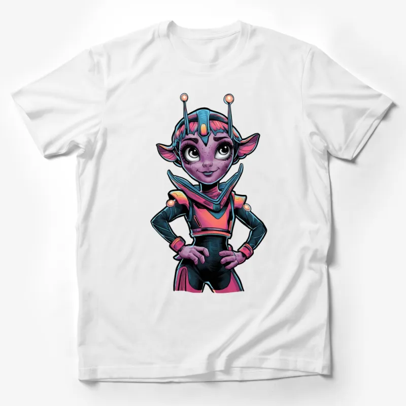 Alien Character T-Shirt, Cute Extraterrestrial Cartoon Tee, Unique Space Themed Apparel, Unisex Graphic Shirt for All Ages Male T-Shirt