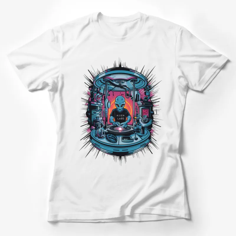 Alien DJ Graphic T-Shirt, Cool Space Music Lover Tee, Unisex Sci-Fi DJ Design, Unique Galactic Party Shirt Female T-Shirt