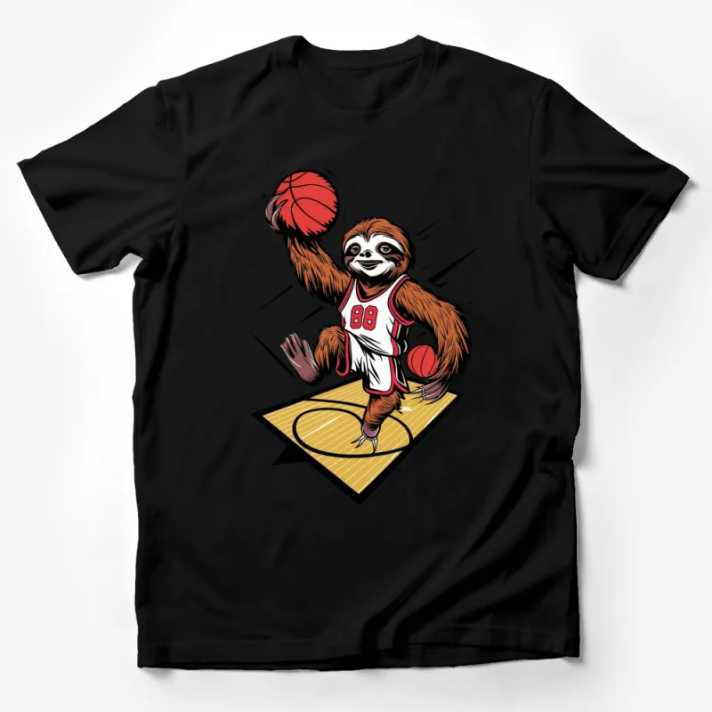 Slam Dunk Sloth Basketball T-Shirt, Cool Athletic Animal Graphic Tee, Sports Lover Gift Male T-Shirt