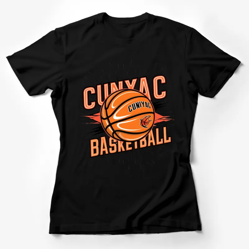 CUNYAC Basketball Graphic T-Shirt, Orange Sports Ball Tee, College Athletic Apparel Female T-Shirt