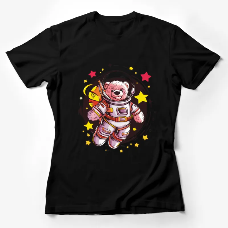 Astronaut Bear T-Shirt, Space-Themed Kids and Adults Tee, Cute Animal in Space Suit, Unique Graphic Shirt Design Female T-Shirt