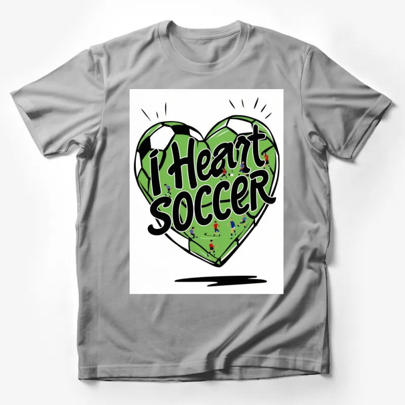 I Heart Soccer Graphic Tee, Colorful Soccer Ball Heart T-Shirt, Sports Fan Gift, Unisex Male T-Shirt