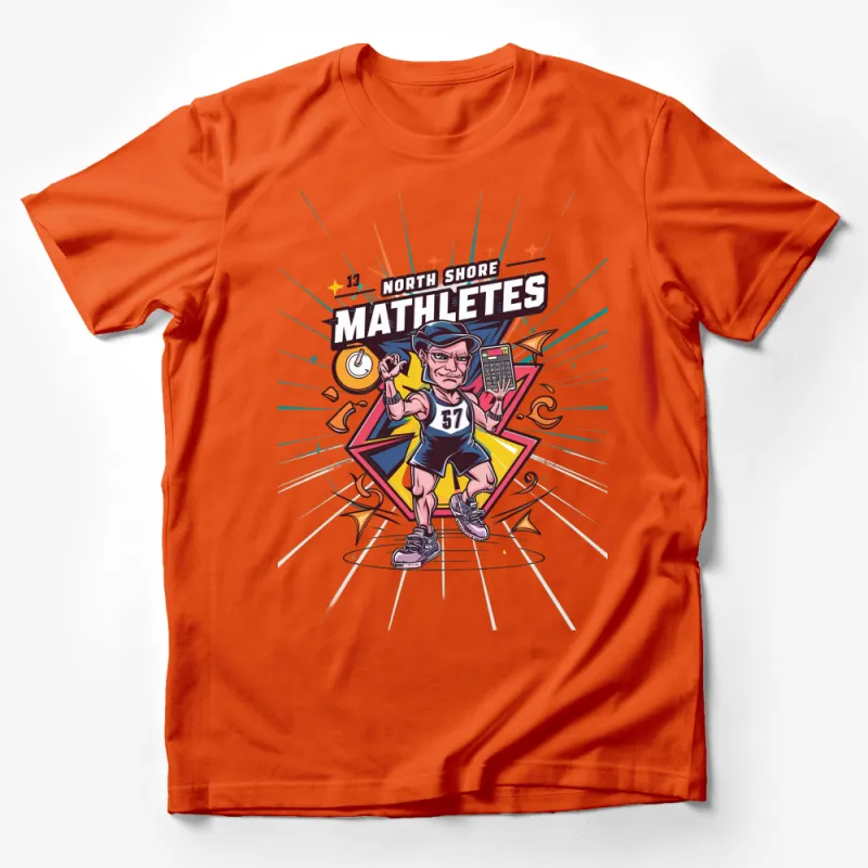 North Shore Mathletes Graphic T-Shirt, Funny Math Marathon Runner Tee, Colorful Athletic Shirt Design Male T-Shirt