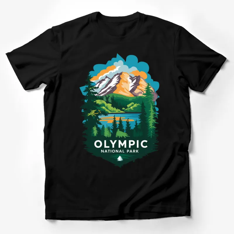 Olympic National Park Vintage Style T-Shirt, Mountain and Forest Graphic Tee, Nature Lover Gift Male T-Shirt