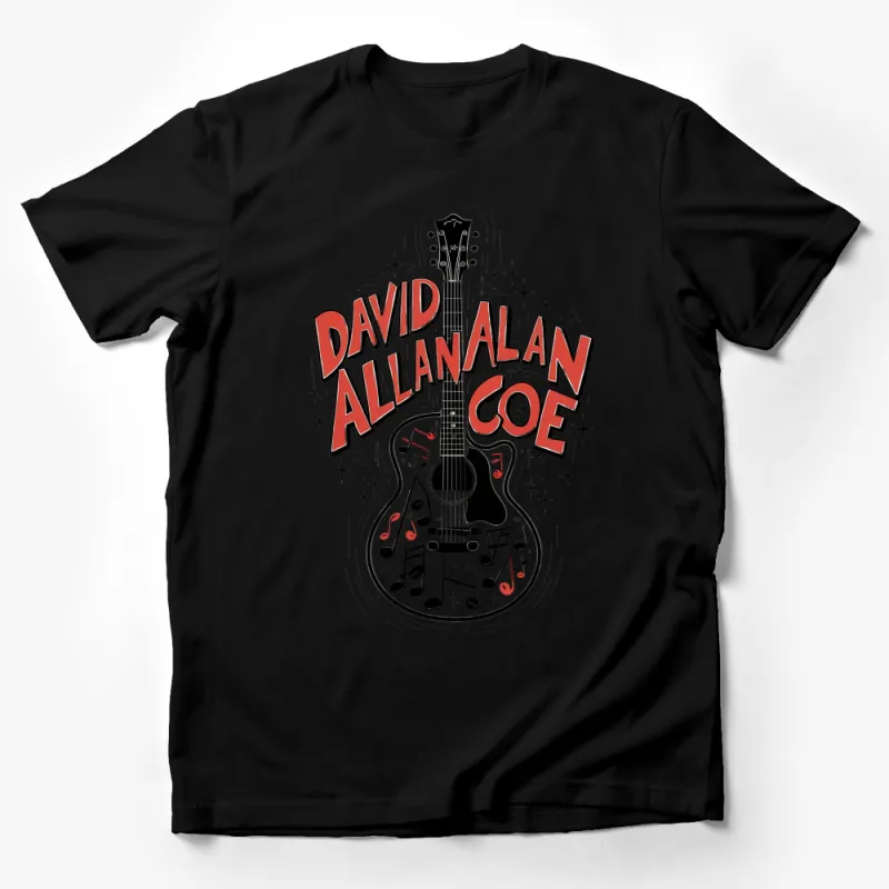 David Allan Coe-Inspired Guitar and Music Note Graphic T-Shirt, Unique Musician Gift, Unisex Tee Shirt Male T-Shirt