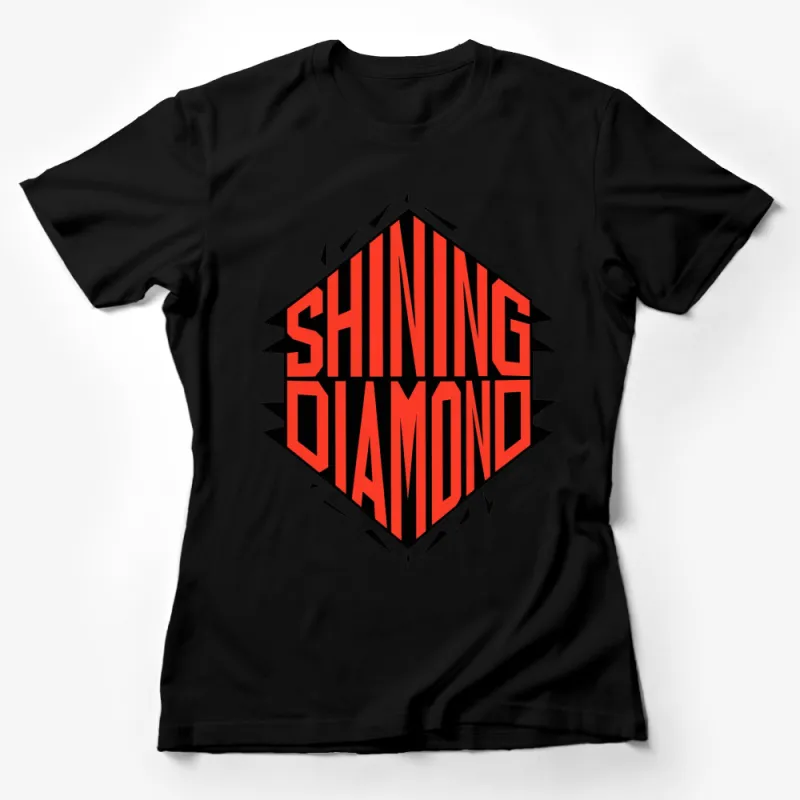 Bold Shining Diamond Graphic T-Shirt, Vibrant Red and Black Design, Unisex Female T-Shirt