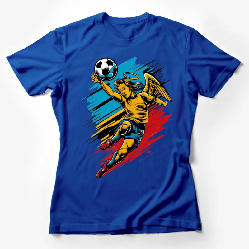 Angel Soccer Player T-Shirt, Colorful Sports Tee, Unisex Football Graphic Shirt, Gift for Soccer Fans Female T-Shirt