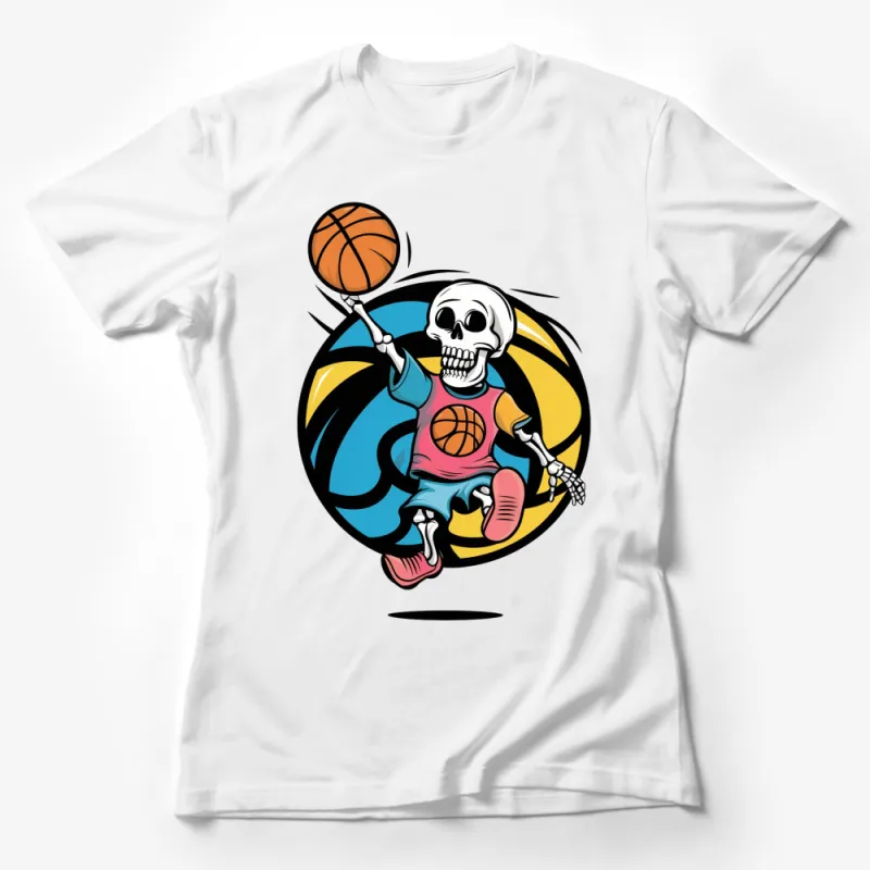 Skeleton Basketball Player Graphic T-Shirt, Cool Sports Tee, Unique Men's Women's Casual Shirt Design Female T-Shirt