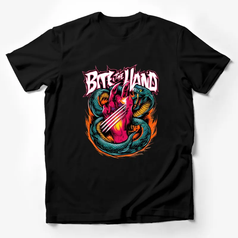 Bite The Hand Graphic Tee, Bold Snake and Claw Design, Unisex T-Shirt Male T-Shirt