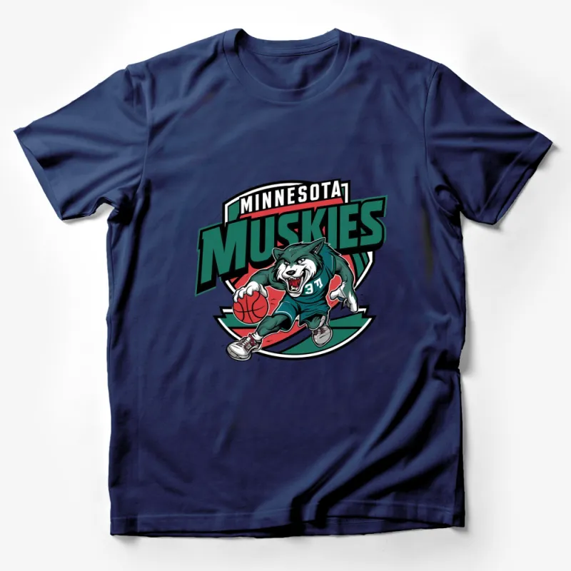 Minnesota Muskies Basketball T-Shirt, Wolf Mascot Graphic Tee, Sports Team Fan Shirt, Unisex Male T-Shirt