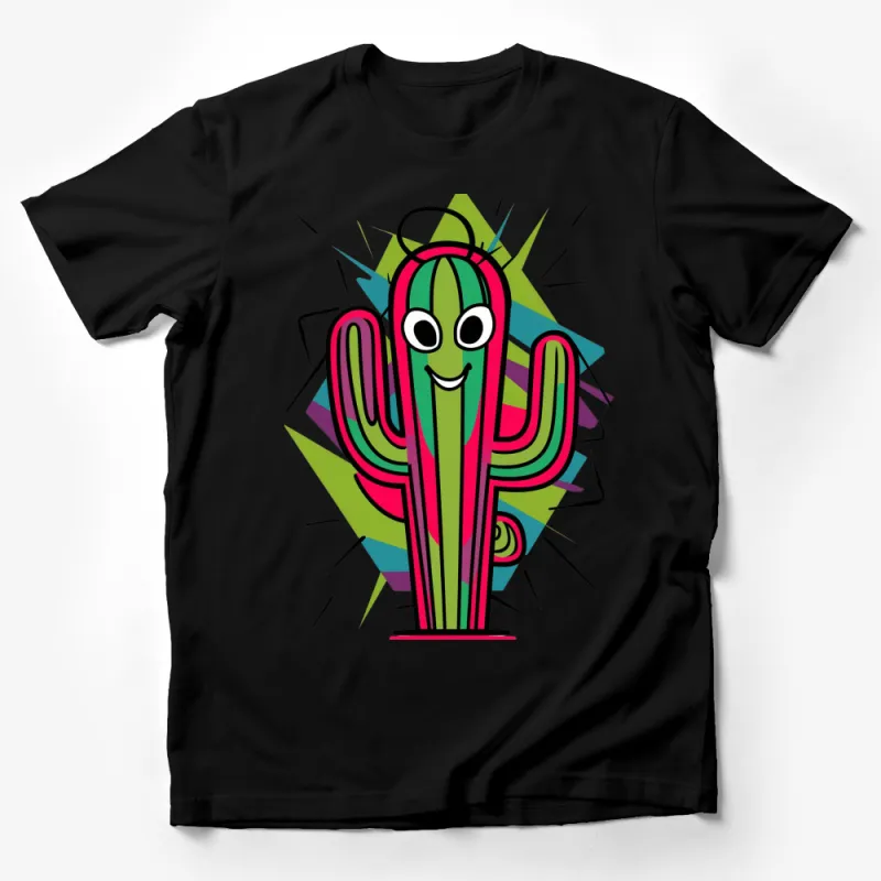 Funky Cactus Cartoon T-Shirt, Colorful Desert Plant Tee, Unisex Graphic Shirt Male T-Shirt