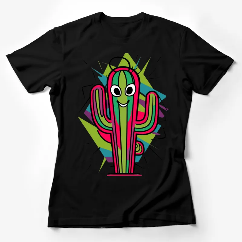 Funky Cactus Cartoon T-Shirt, Colorful Desert Plant Tee, Unisex Graphic Shirt Female T-Shirt