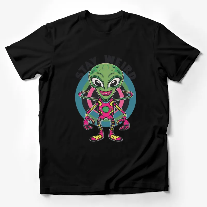 Stay Weird Alien T-Shirt, Funny UFO Green Alien Graphic Tee, Extraterrestrial Casual Shirt Male T-Shirt