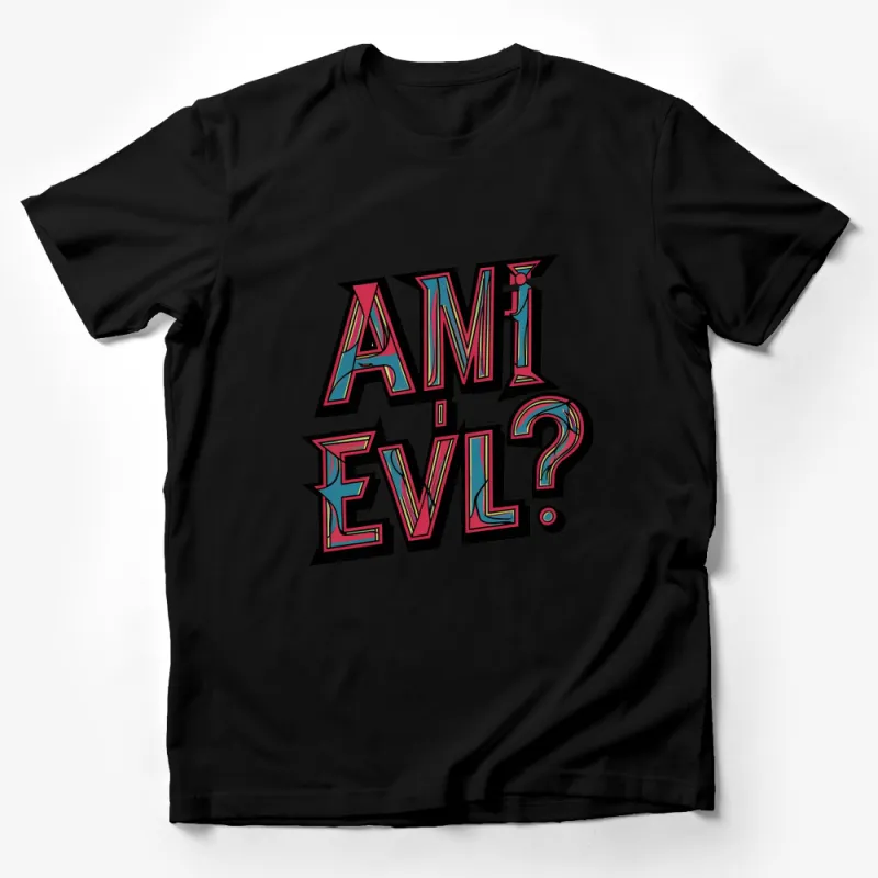 Am I Evil? Retro Comic Style Bold Graphic T-Shirt, Colorful Unisex Tee Male T-Shirt