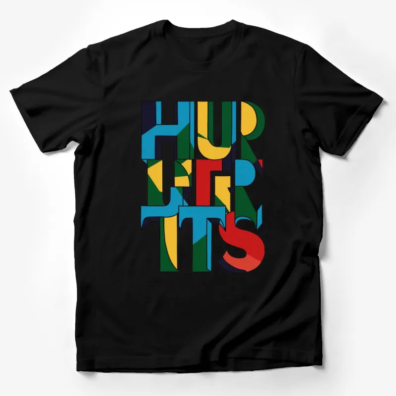 Colorful Abstract HURTS Lettering T-Shirt, Bold Graphic Tee, Modern Art Inspired, Unisex Shirt Design Male T-Shirt