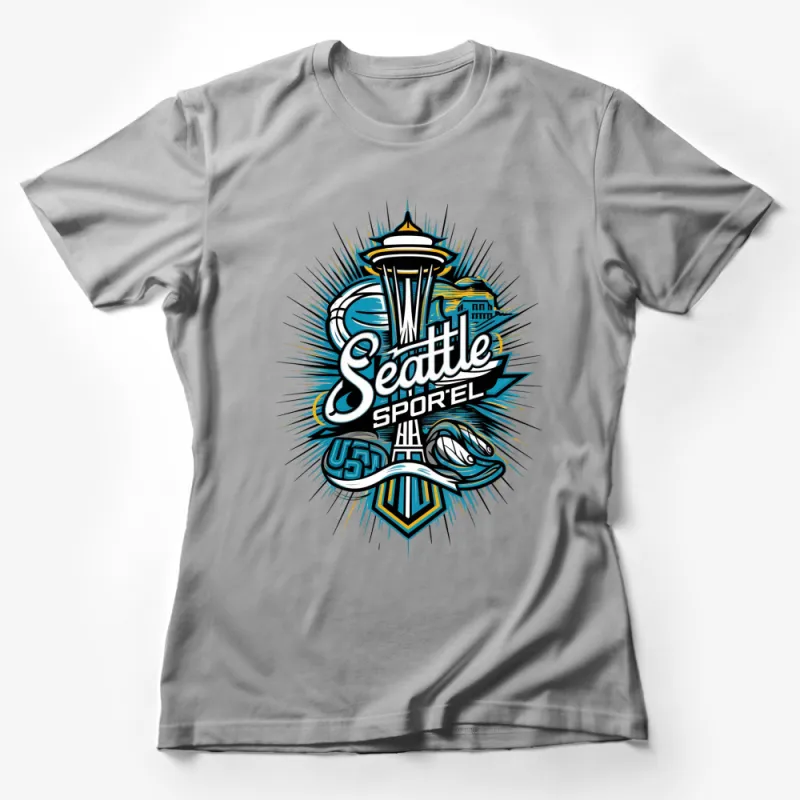 Seattle Sports Graphic T-Shirt, Cool Urban Style Tee, USA City Skyline, Vibrant Unisex Shirt Female T-Shirt