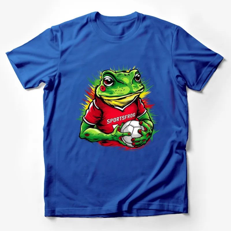 Sports Frog T-Shirt, Bright Green Frog Graphic, Soccer Lover Gift, Colorful Casual Sports Tee Male T-Shirt