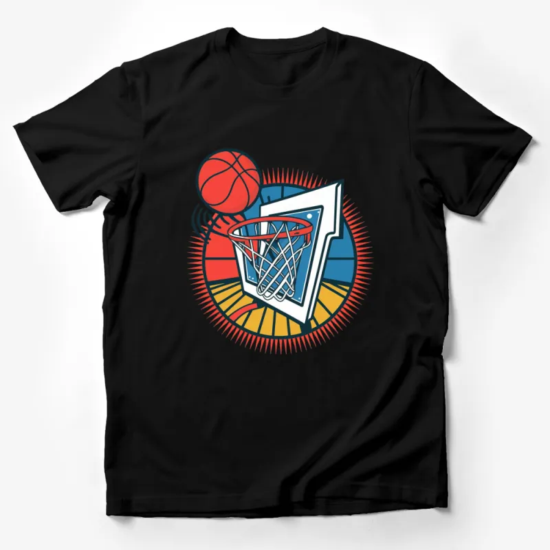 Retro Basketball Hoop Graphic T-Shirt, Vintage Sports Tee for Men and Women, Casual Streetwear Male T-Shirt