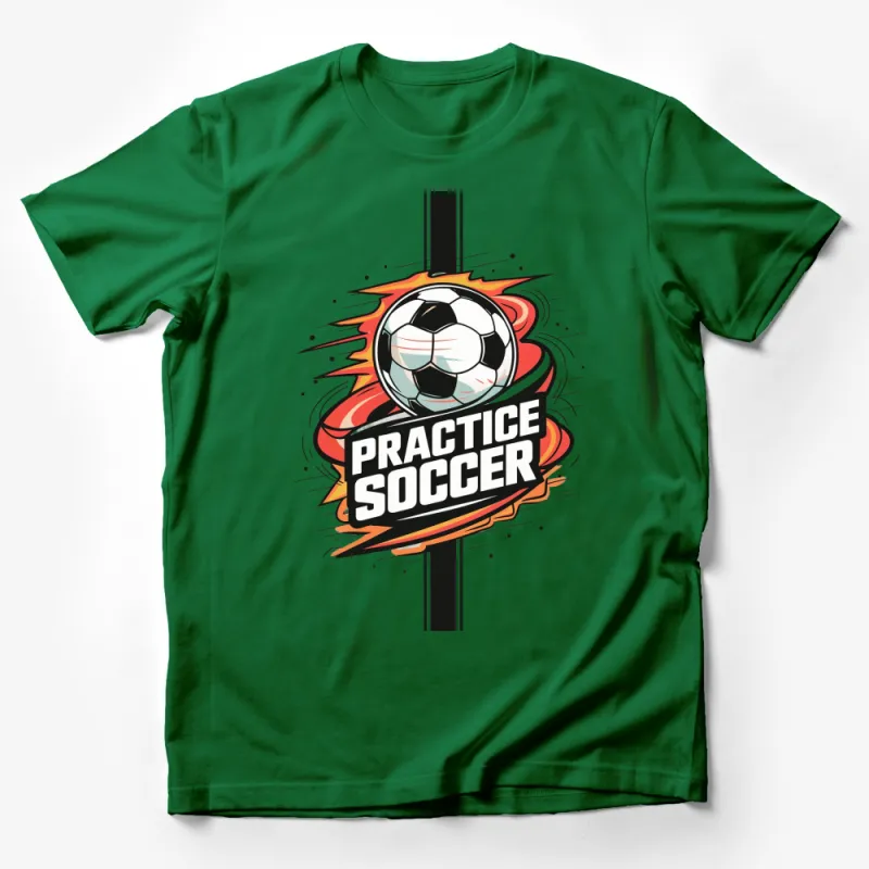 Soccer Practice T-Shirt, Bold Soccer Ball Graphic Tee, Unique Sports Apparel, Gift for Soccer Lovers Male T-Shirt