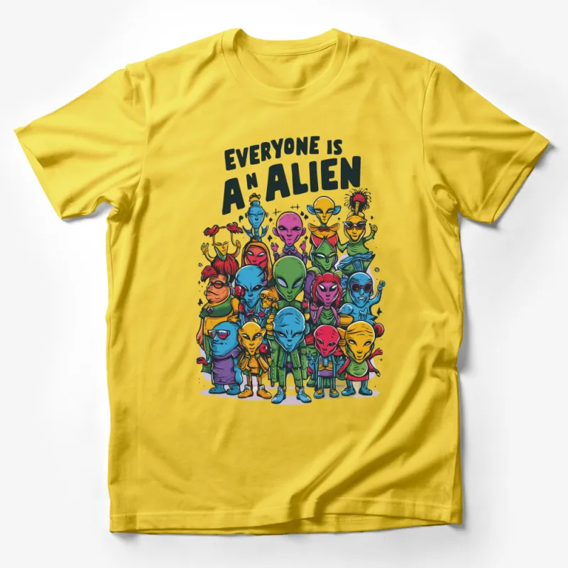 Colorful Alien Cartoon T-Shirt, Everyone Is An Alien, Fun Extraterrestrial Graphic Tee, Unique Gift Male T-Shirt