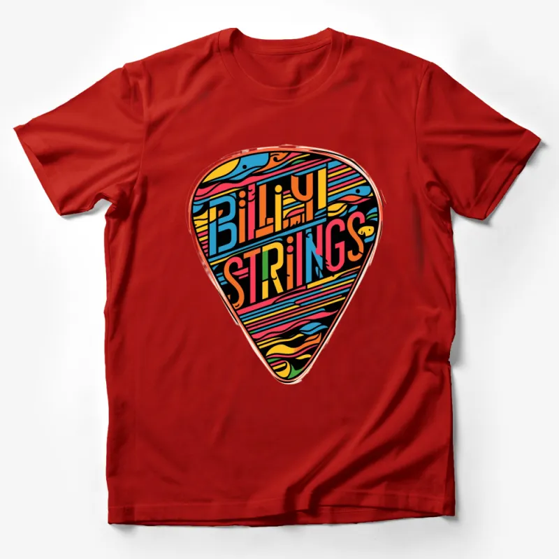 Colorful Billy Strings Guitar Pick Graphic T-Shirt, Vibrant Music Tee, Unisex Shirt Design, Gift for Guitarists Male T-Shirt