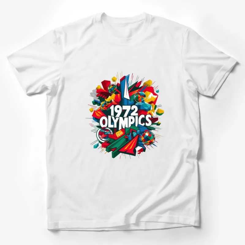 Vintage 1972 Olympics Graphic T-Shirt, Colorful Retro Sports Tee, Unique Athletic Event Shirt Design Male T-Shirt