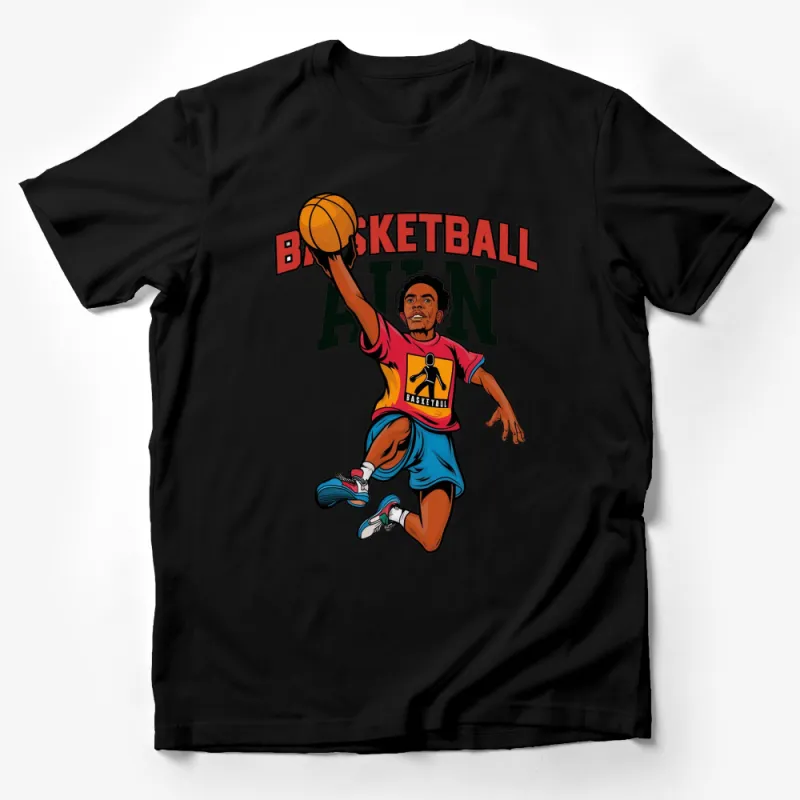 Basketball Fan T-Shirt, Cool Sports Graphic Tee, Vibrant Athletic Apparel, Unisex Male T-Shirt