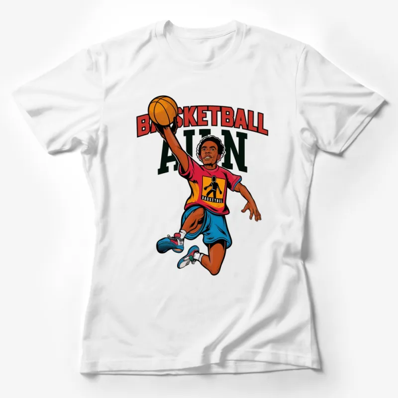 Basketball Fan T-Shirt, Cool Sports Graphic Tee, Vibrant Athletic Apparel, Unisex Female T-Shirt