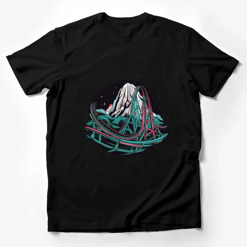 Cosmic Mountain Roller Coaster T-Shirt, Space Theme Graphic Tee, Unisex Clothing, Adventure Lover Gift Male T-Shirt