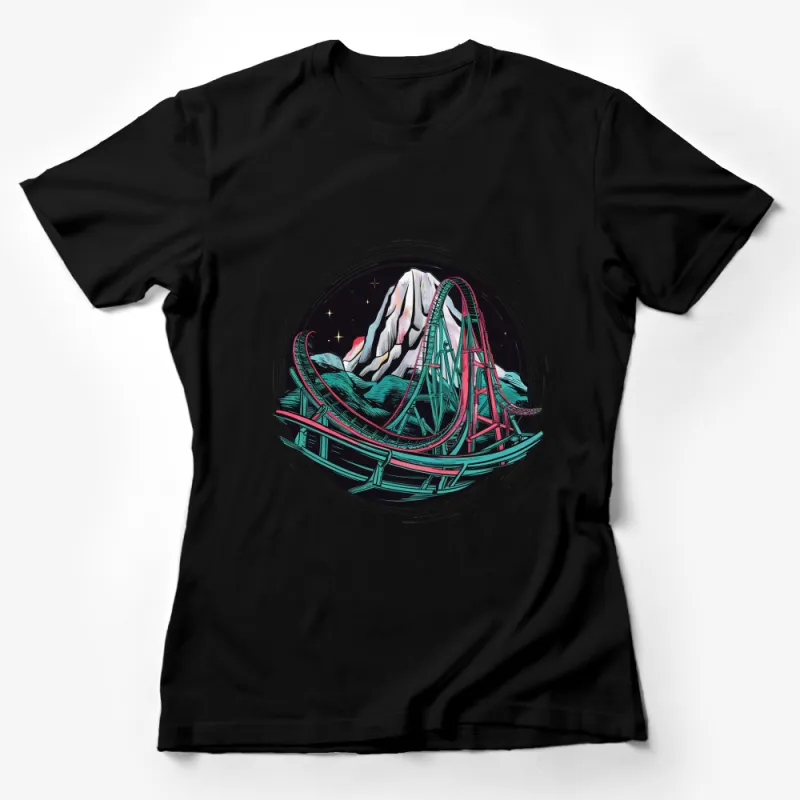 Cosmic Mountain Roller Coaster T-Shirt, Space Theme Graphic Tee, Unisex Clothing, Adventure Lover Gift Female T-Shirt