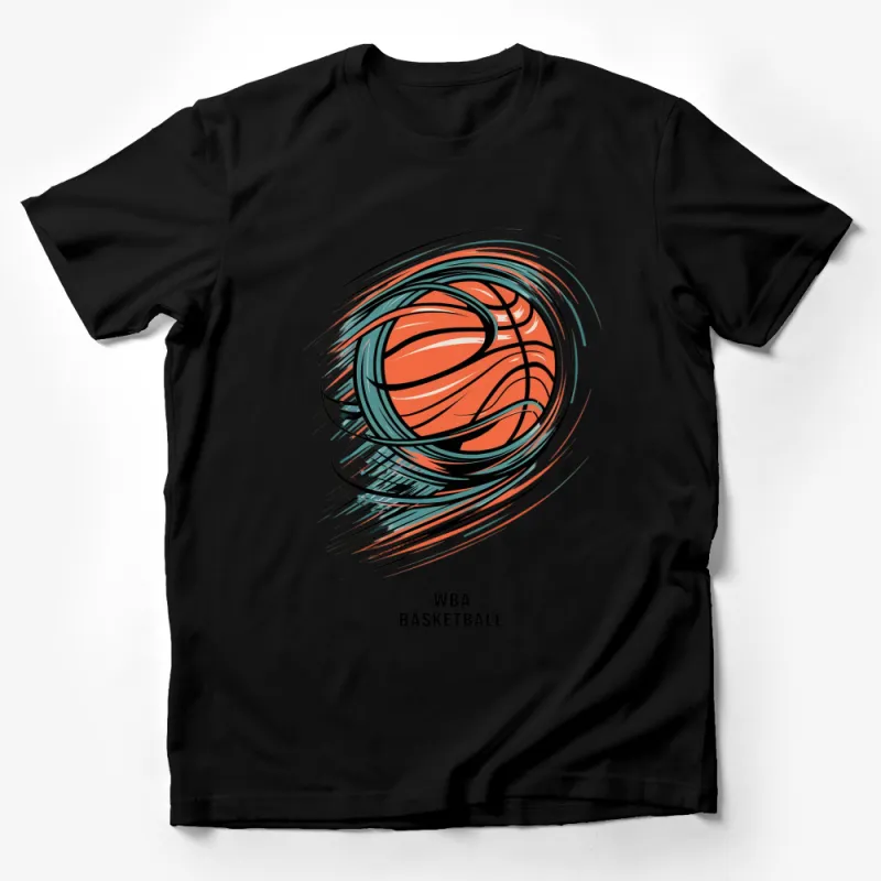 Dynamic Basketball Graphic T-Shirt, Sports Fan Apparel, Athletic Casual Wear, Unique Basketball Design Tee Male T-Shirt