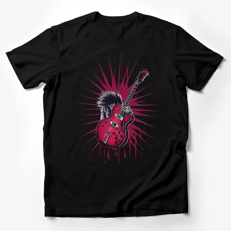 Electric Guitar T-Shirt, Rock Music Lover Tee, Vintage Guitarist Gift, Unisex Graphic Shirt Male T-Shirt